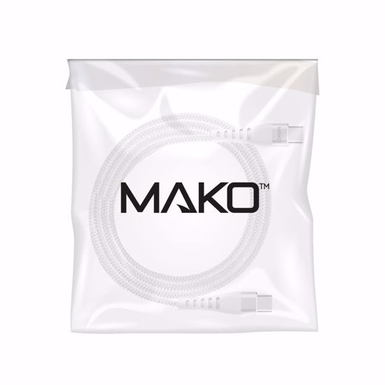 Picture of Mako Mako USB-C to USB-C 60W USB 2.0 2M Nylon Cable in White in Bulk